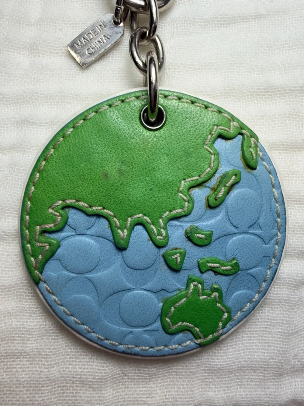 Coach Earth Globe Leather Keychain
